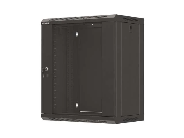 LANBERG 19" RACKOVÁ SKŘÍŇ PRO MONTÁŽ NA STĚNU 12U/540X350 (PLOCHÉ BALENÍ) S PROSKLENÝMI DVEŘMI ČERNÁ