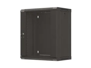 LANBERG 19" RACKOVÁ SKŘÍŇ PRO MONTÁŽ NA STĚNU 12U/540X350 (PLOCHÉ BALENÍ) S PROSKLENÝMI DVEŘMI ČERNÁ