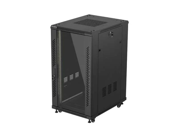 LANBERG INSTALAČNÍ SKŘÍŇOVÝ ROZVADĚČ 19" 22U 600X800 ČERNÉ SKLENĚNÉ DVEŘE (PLOCHÉ BALENÍ)