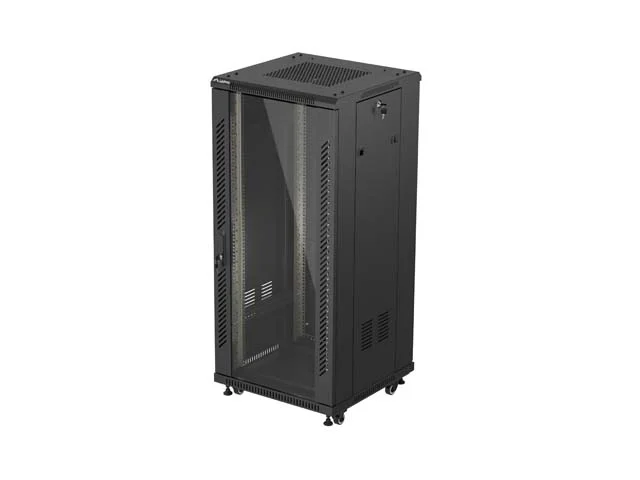 LANBERG 19" VOLNĚ STOJÍCÍ RACKOVÁ SKŘÍŇ 27U/600X600 (FLAT PACK) S PROSKLENÝMI DVEŘMI ČERNÁ