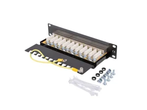 LANBERG PATCH PANEL 12PORT 1U 10" CAT.6 FTP STÍNĚNÝ ČERNÝ - obrázek 3