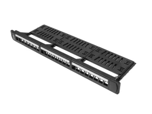 LANBERG 24PORTOVÝ PATCH PANEL 1U S ORGANIZÉREM PRO KEYSTONE MODULY ČERNÝ - obrázek 2