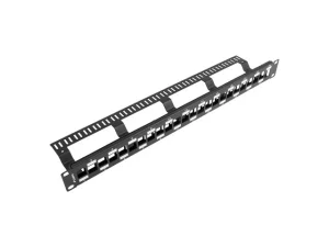 LANBERG 24PORTOVÝ PATCH PANEL S ORGANIZÉREM PRO KEYSTONE MODULY ČERNÝ - obrázek 2