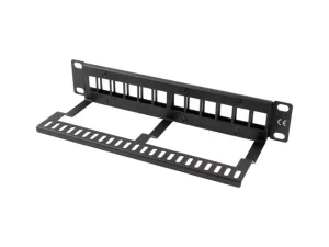 LANBERG PATCH PANEL 12 PORTŮ 1U S ORGANIZÉREM PRO KEYSTONE MODULY ČERNÝ - obrázek 2