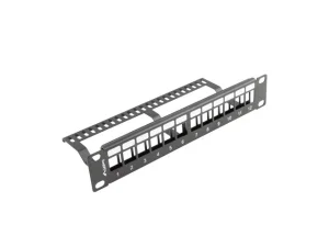 LANBERG PATCH PANEL 12 PORTŮ 1U S ORGANIZÉREM PRO KEYSTONE MODULY ČERNÝ - obrázek 3