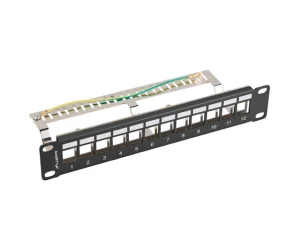 LANBERG PATCH PANEL 12 PORTŮ 1U 19" FTP PRO MODULY KEYSTONE ČERNÝ V2 - obrázek 2