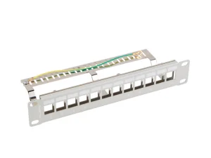 LANBERG PATCH PANEL 12 PORTŮ 1U 10" FTP PRO MODULY KEYSTONE ŠEDÝ V2 - obrázek 2