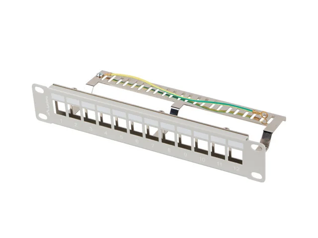 LANBERG PATCH PANEL 12 PORTŮ 1U 10" FTP PRO MODULY KEYSTONE ŠEDÝ V2