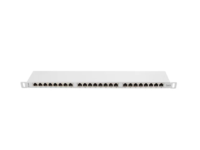 LANBERG PATCH PANEL 24 PORTŮ 0,5U 19" CAT.6 FTP STÍNĚNÝ ŠEDÝ