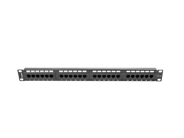 LANBERG PATCH PANEL 24 PORTŮ 1U 19" CAT.5E UTP ČERNÝ