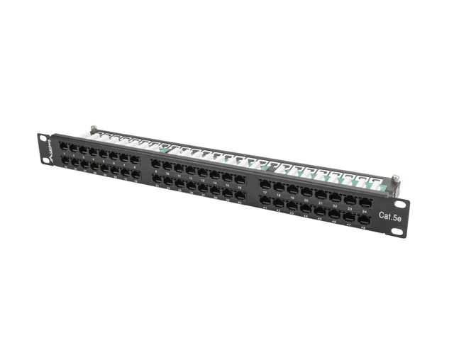 LANBERG PATCH PANEL 48 PORTŮ 1U 19" CAT.5E UTP ČERNÝ