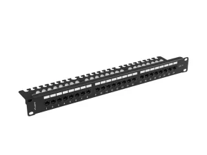 LANBERG PATCH PANEL 24 PORTŮ 1U 19" CAT.6 UTP S POLICÍ ČERNÝ - obrázek 2