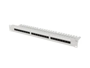 LANBERG PATCH PANEL 24 PORTŮ 1U 19" CAT.6 UTP S POLICÍ ŠEDÝ