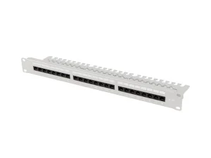 LANBERG PATCH PANEL 24 PORTŮ 1U 19" CAT.6A UTP S POLICÍ ŠEDÝ