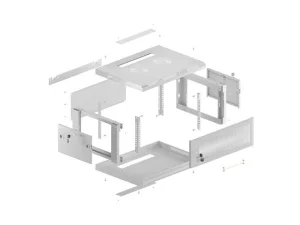 NÁSTĚNNÁ INSTALAČNÍ SKŘÍŇ 19" 4U 600X450 ŠEDÉ PERFOROVANÉ DVEŘE (PLOCHÉ BALENÍ) - obrázek 2