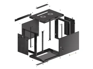 LANBERG 19" RACKOVÁ SKŘÍŇ PRO MONTÁŽ NA STĚNU 9U/600X450 PRO VLASTNÍ MONTÁŽ S KOVOVÝMI DVEŘMI ČERNÁ - obrázek 15