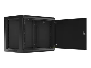 LANBERG 19" RACKOVÁ SKŘÍŇ PRO MONTÁŽ NA STĚNU 9U/600X450 PRO VLASTNÍ MONTÁŽ S KOVOVÝMI DVEŘMI ČERNÁ - obrázek 2
