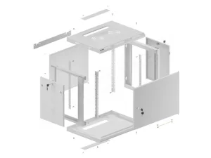 LANBERG RACKOVÁ SKŘÍŇ 19" PRO MONTÁŽ NA STĚNU 9U/600X450 PRO VLASTNÍ MONTÁŽ S KOVOVÝMI DVEŘMI ŠEDÁ - obrázek 12