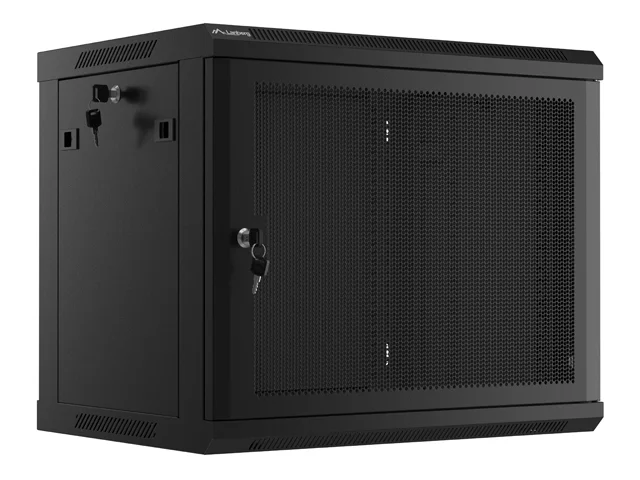 LANBERG 19" RACKOVÁ SKŘÍŇ PRO MONTÁŽ NA STĚNU 9U/600X450 S PERFOROVANÝMI DVEŘMI ČERNÁ