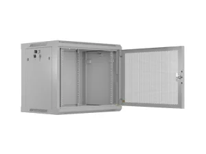 NÁSTĚNNÁ INSTALAČNÍ SKŘÍŇ 19" 9U 600X450 ŠEDÉ PERFOROVANÉ DVEŘE - PLOCHÉ BALENÍ - obrázek 3