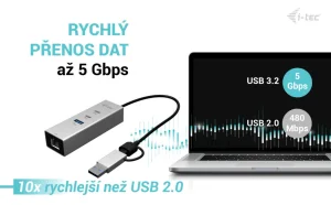 i-tec USB-C/USB-A Metal HUB 3 (2x USB-C, 1x USB-A) Port + 2.5GLAN - obrázek 6