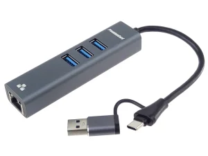 PremiumCord adaptér USB-C a USB-A na Gigabit a USB