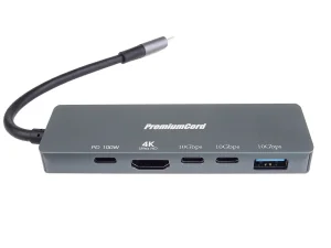 PremiumCord adaptér USB-C na HDMI+USB A+USB C+PD
