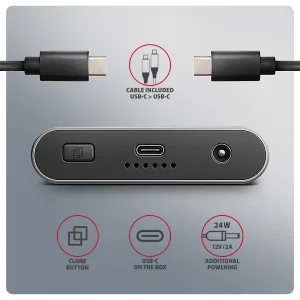 AXAGON EEM2-20GD, USB-C 20Gbps externí box pro dva M.2 NVMe SSD s funkcí klonování - obrázek 6