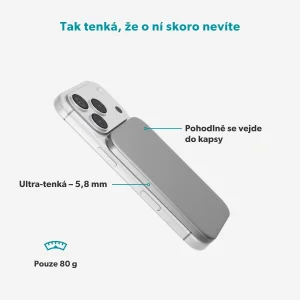 Epico Slim 3000mAh Mag+ powerbanka EM31b - stříbrná - obrázek 4