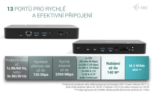 i-tec Thunderbolt 5 dokovací stanice, 140W PD - obrázek 4