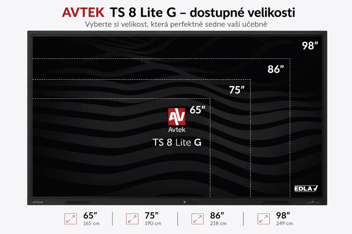 AVTEK TS 8 Lite G 98, interaktivní dotykový displej 98", 4K, 8GB/128GB, EDLA, Android 14