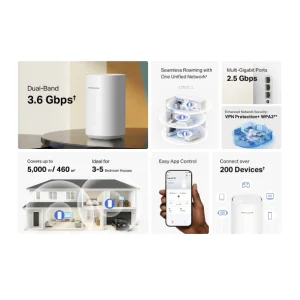 MERCUSYS Halo E27BE 2-pack BE3600 Mesh WiFi 7 systém - obrázek 3