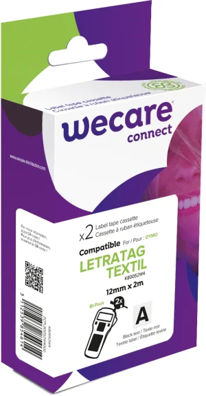 WECARE ARMOR páska 2ks nažehlovací kompatibilní s DYMO S0718850,Black/White,12MM*2M