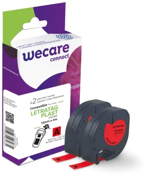WECARE ARMOR páska 2ks kompatibilní s DYMO S0721630,Black/Red,12MM*4M