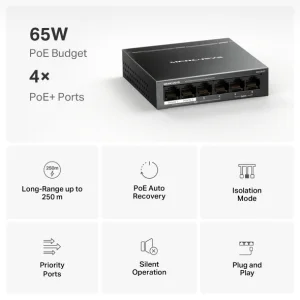 MERCUSYS MS106GP 6x Gigabit switch 4x PoE+ - obrázek 3
