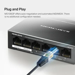 MERCUSYS MS106GP 6x Gigabit switch 4x PoE+ - obrázek 9