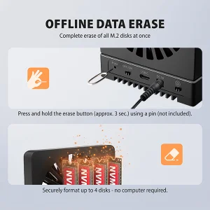 AXAGON ADSA-M2C44, USB4 dokovací stanice pro 4× M.2 NVMe SSD s funkcí klonování - obrázek 11