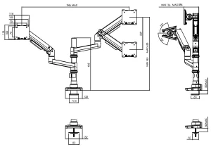 Vogel´s stolní rameno na 2 PC monitory M3042, 20kg, 3 klouby - obrázek 8