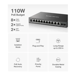 Mercusys MS112GMP 12xGb 8xPoE+ switch - obrázek 4