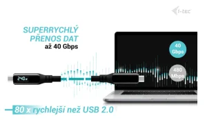i-tec Thunderbolt 4/USB4 Class Pro Cable 240W s LCD (40Gbps, 150cm) - obrázek 3