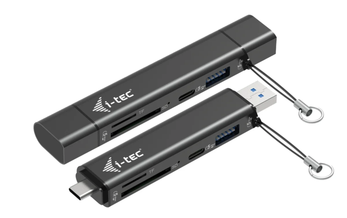 i-tec USB-C/USB-A Dongle SD/microSD card reader + 2x USB port (1x USB-A, 1x USB-C)