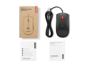 Lenovo Fingerprint Biometric USB Mouse Gen 3/Kancelářská/Optická/2 000 DPI/Drátové USB-A/Černá - obrázek 6