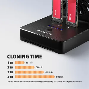 AXAGON ADSA-M2C22, USB-C 20Gbps dokovací stanice pro 2× M.2 NVMe/SATA SSD s funkcí klonování - obrázek 11