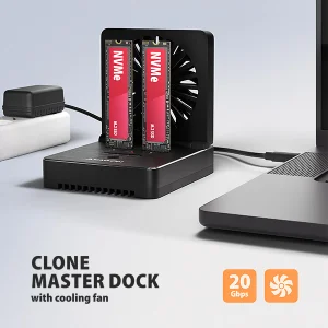 AXAGON ADSA-M2C22, USB-C 20Gbps dokovací stanice pro 2× M.2 NVMe/SATA SSD s funkcí klonování - obrázek 14