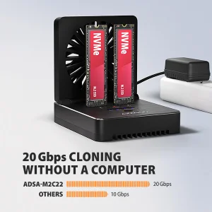 AXAGON ADSA-M2C22, USB-C 20Gbps dokovací stanice pro 2× M.2 NVMe/SATA SSD s funkcí klonování - obrázek 3