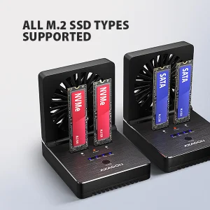 AXAGON ADSA-M2C22, USB-C 20Gbps dokovací stanice pro 2× M.2 NVMe/SATA SSD s funkcí klonování - obrázek 4