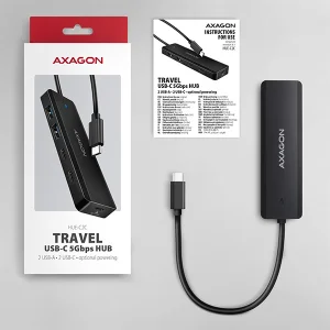 AXAGON HUE-C2C, 4× USB 5Gbps TRAVEL hub, 2× USB-A + 2× USB-C, USB-C napájení, kabel USB-C 19cm - obrázek 7