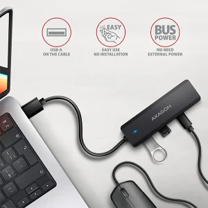 AXAGON HUE-C2A, 4× USB 5Gbps TRAVEL hub, 2× USB-A + 2× USB-C, USB-C napájení, kabel USB-A 19cm - obrázek 5