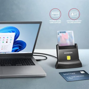AXAGON CRE-SM4NC, USB-C čtečka kontaktních karet Smart Card (eObčanka), stojánková, kabel 1,2 m - obrázek 2