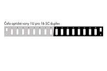 Čelo optické vany 1U pro 16 SC duplex BK s montážními otvory v2 FP2-1U-16SCD-B